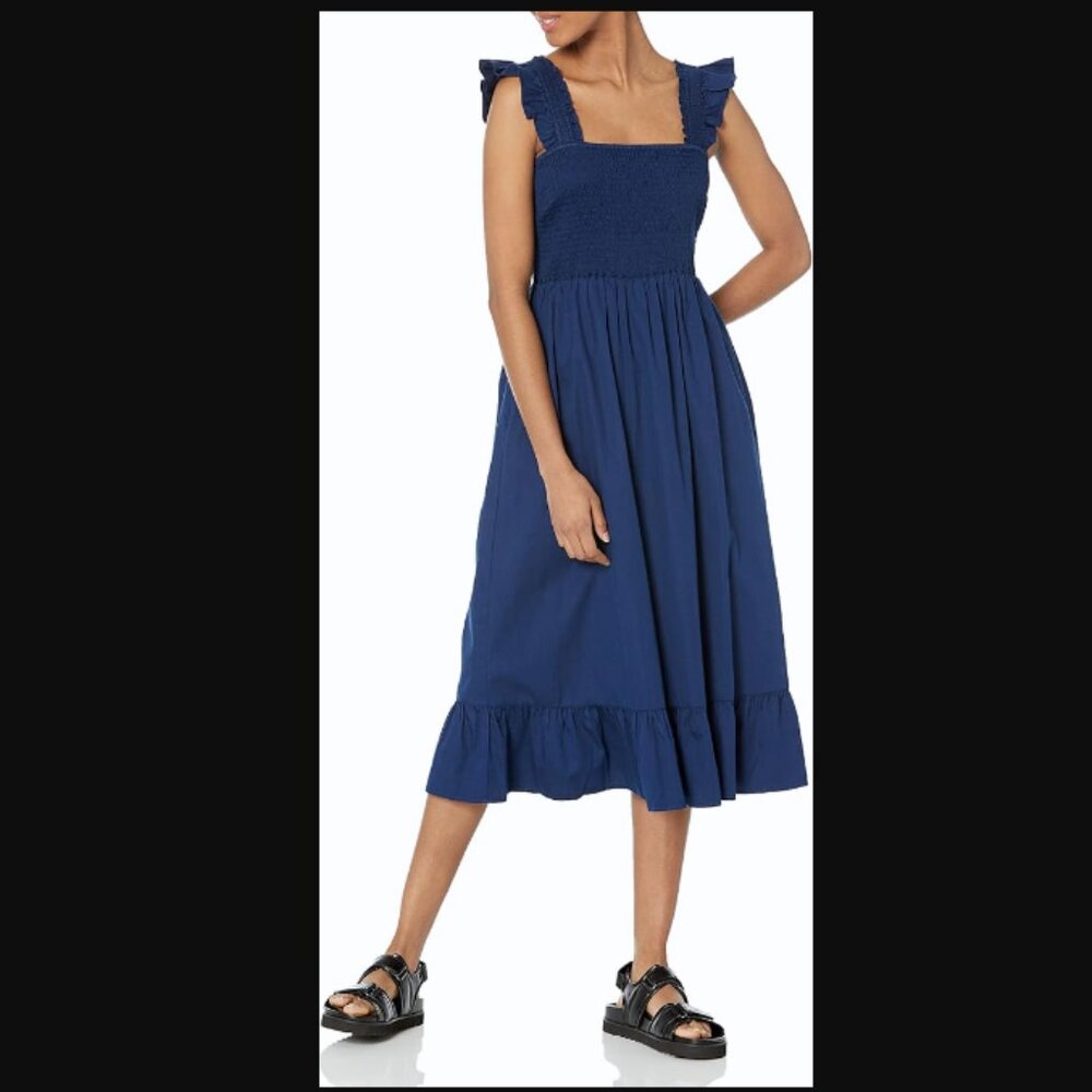 New The Drop Women's Lu Smocked Midi Dress, Medium PLUS Free Dress!
